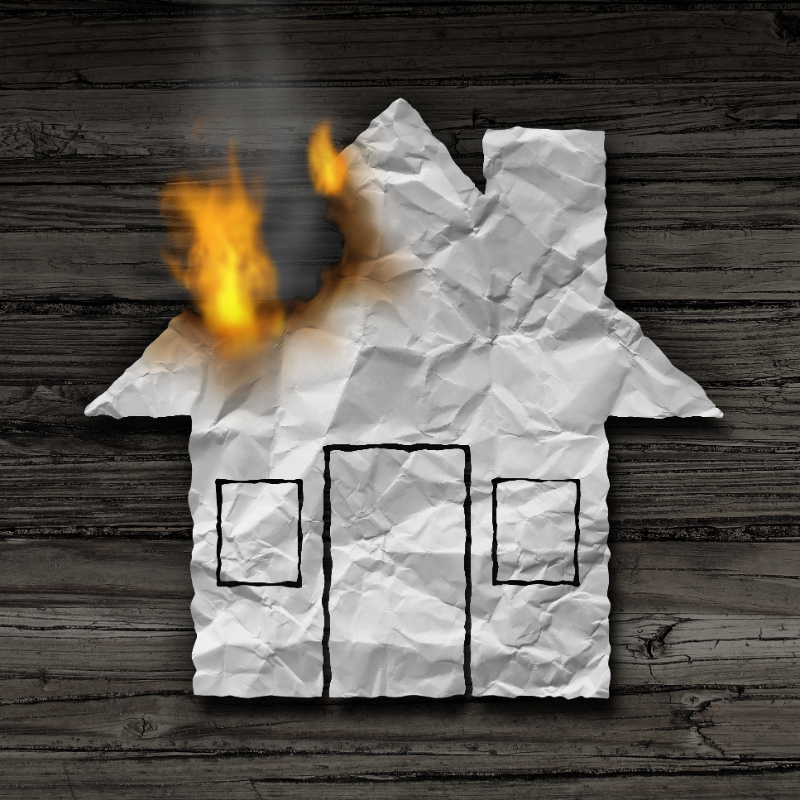 burning paper house