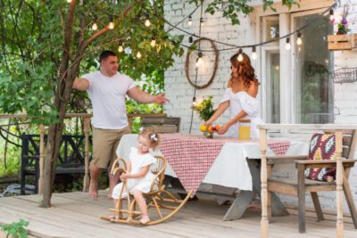 Beautiful, loving family having fun outdoors